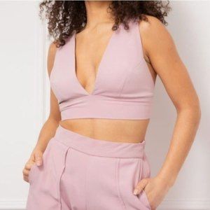 Becca London Zahra Sleeveless V-Neck Crop Top Pink Size Small